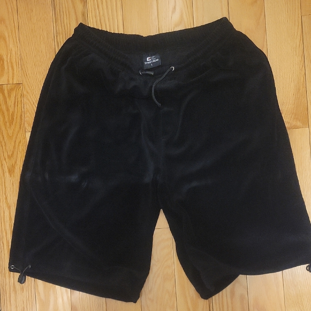 Black Velour Shorts with Elastic Waistband